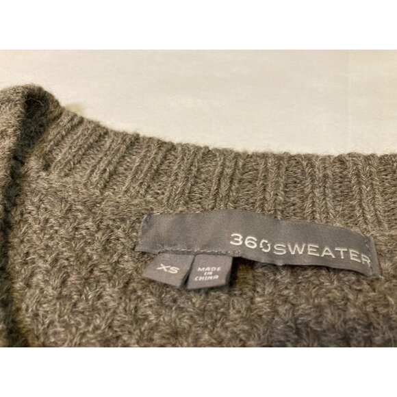 360 Sweater Cropped Cable Knit 1/2 Sleeve High Low Wool Alpaca Brown Size XS - Picture 2 of 8